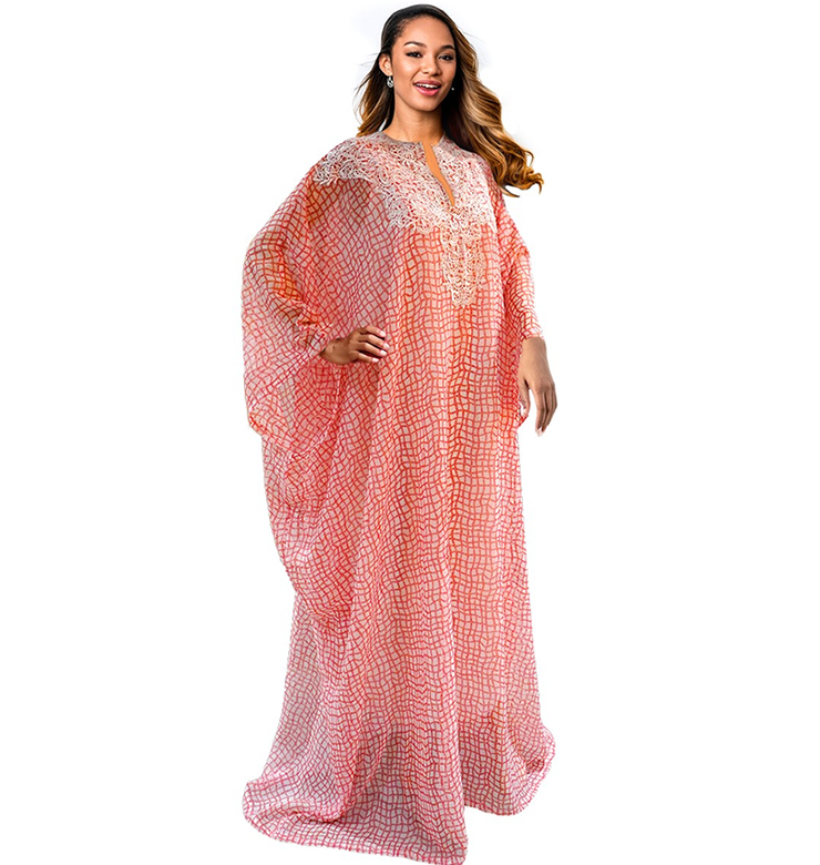 Dahlia Boubou Dress in Pink & White